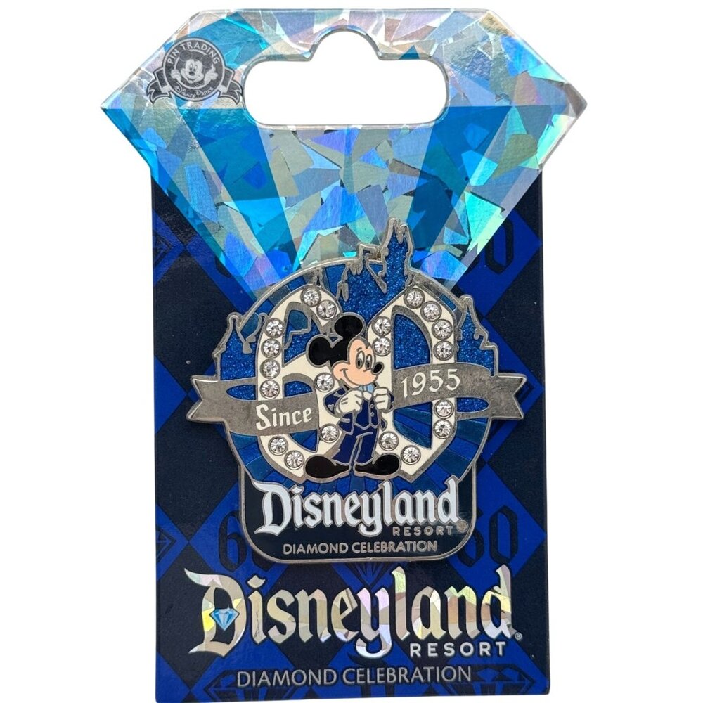 Disneyland 60th Diamond Celebration Mickey Mouse Pin New